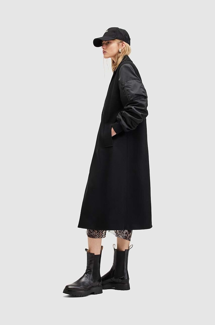 Μάλλινο παλτό AllSaints PAULAH μαύρο W007OZ