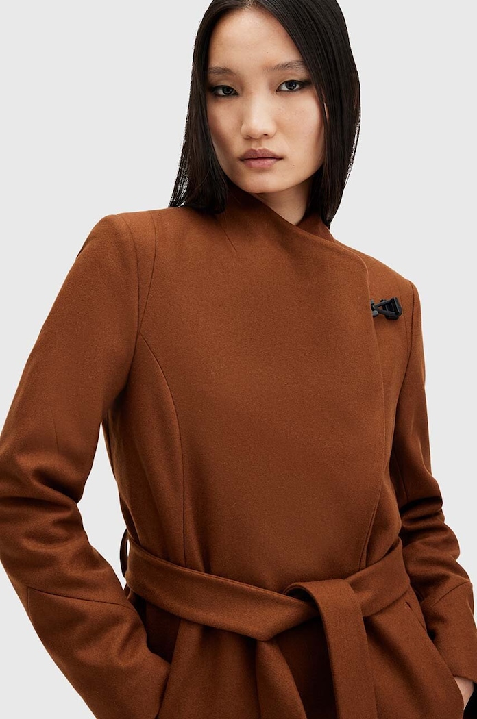 Ruházat AllSaints gyapjúkabát RILEY W009OZ barna