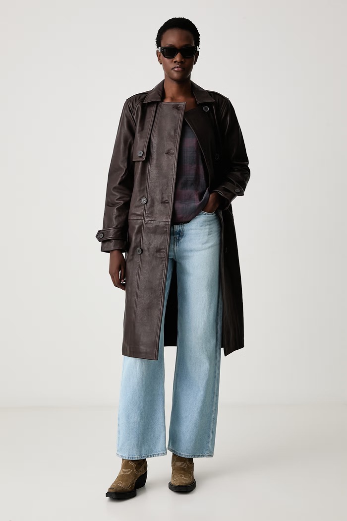 AllSaints Παλτό γυναικείο δερμάτινο OKENA W020LZ καφέ SS24