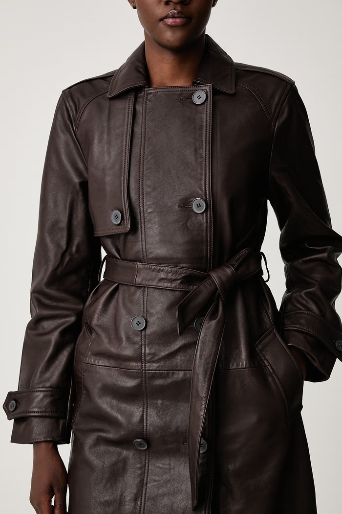 Παλτό γυναικείο δερμάτινο OKENA AllSaints W020LZ καφέ