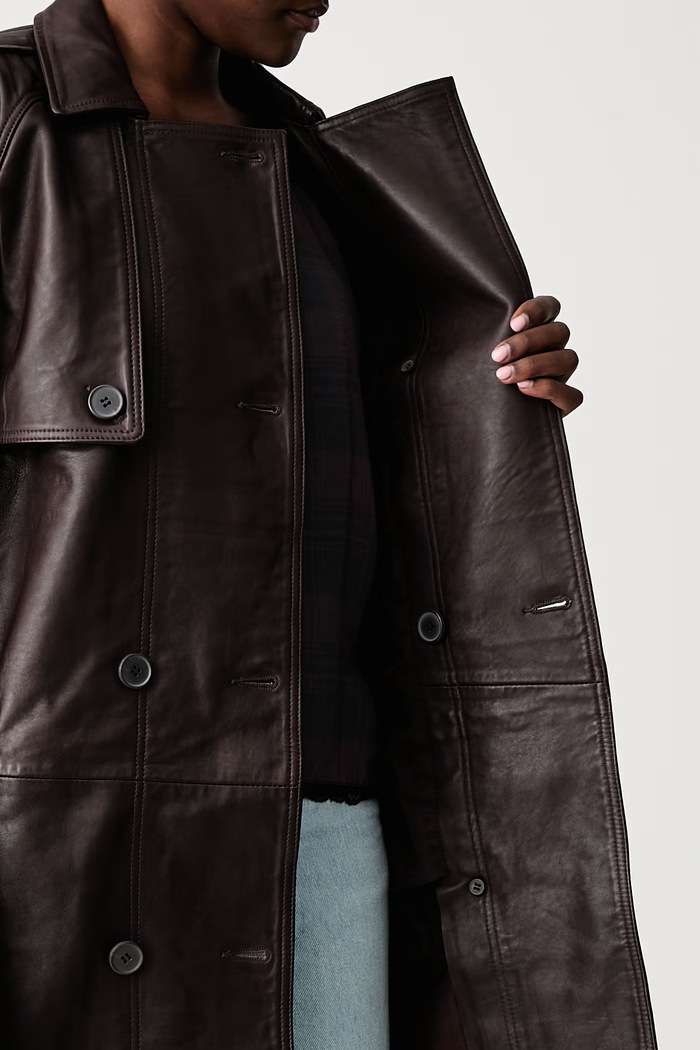 Παλτό γυναικείο δερμάτινο OKENA AllSaints καφέ W020LZ
