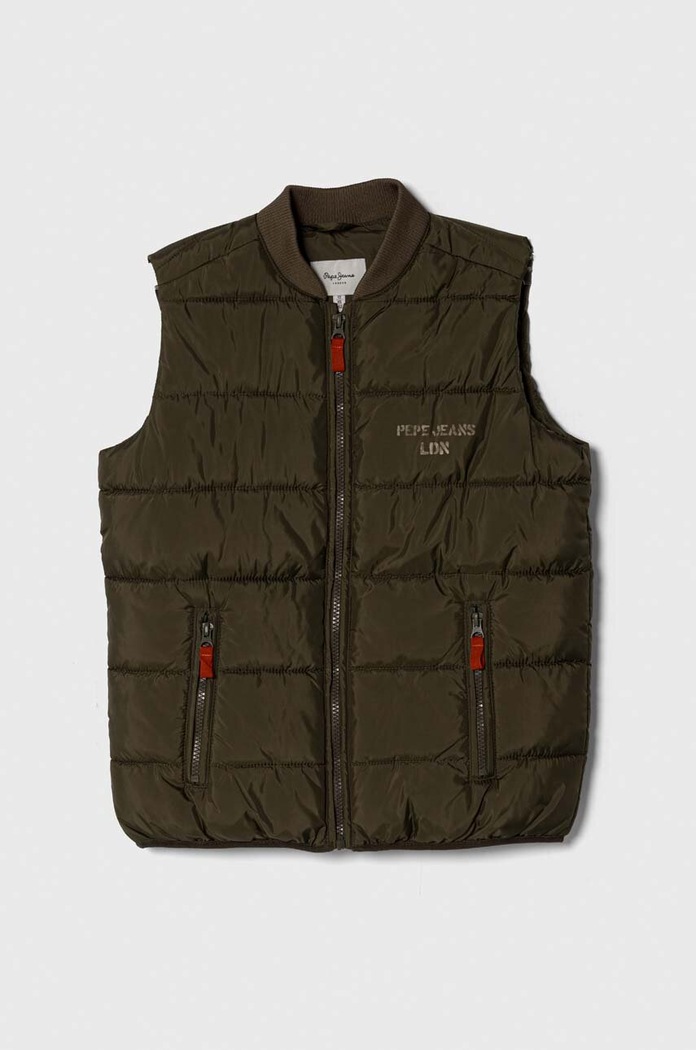 Pepe Jeans bezrękawnik dziecięcy CAID bez kaptura zielony PB401267
