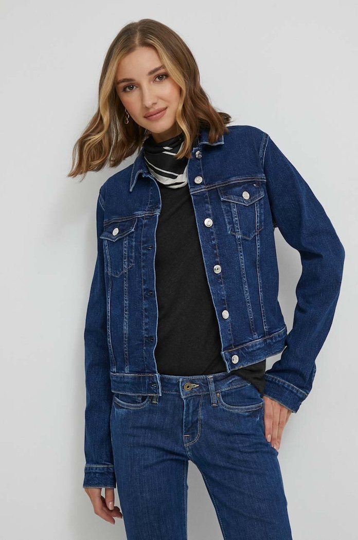 Tommy Hilfiger kurtka jeansowa bez kaptura granatowy WW0WW40654