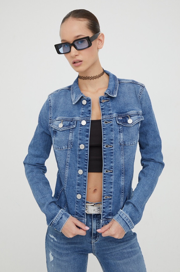 Tommy Jeans kurtka jeansowa bez kaptura niebieski DW0DW17213
