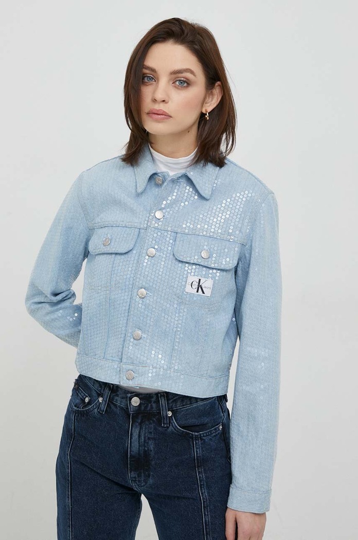 Džínová bunda Calvin Klein Jeans riflovina modrá J20J222872
