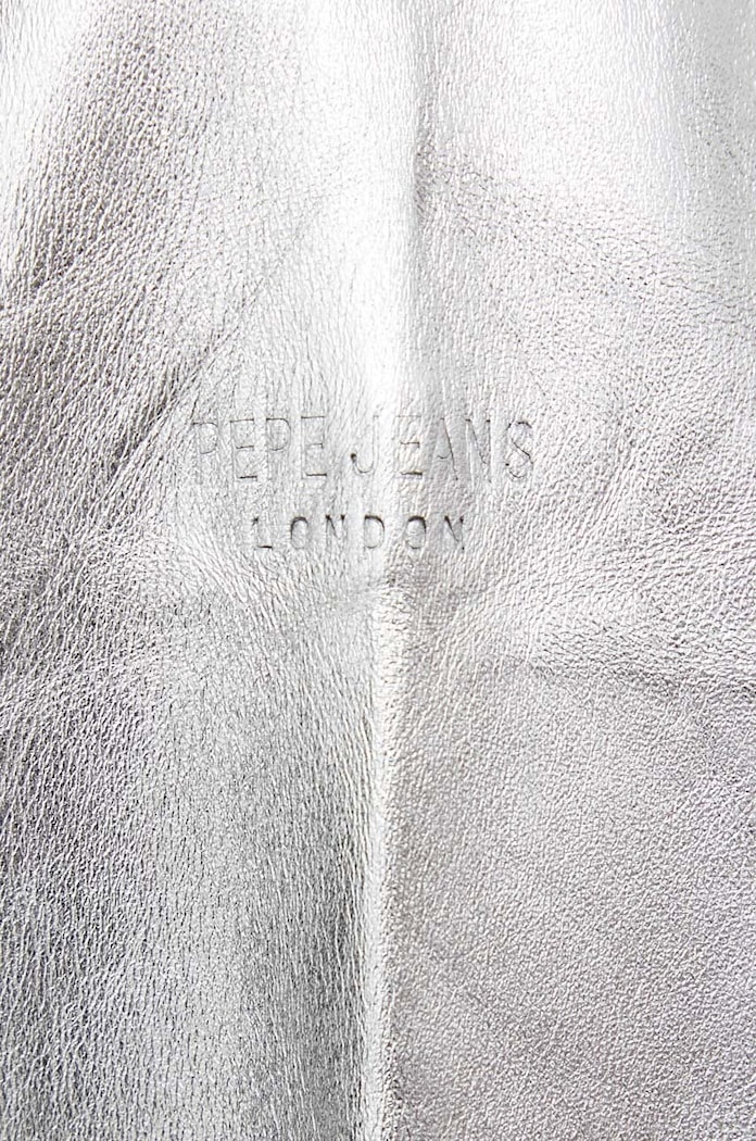Pepe Jeans geaca bomber de piele argintiu PL402325