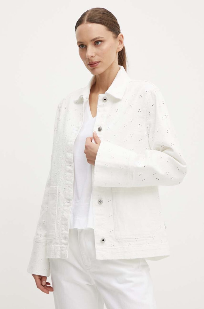 Pepe Jeans kurtka jeansowa ANNY ANGLAISE bez kaptura biały PL402383