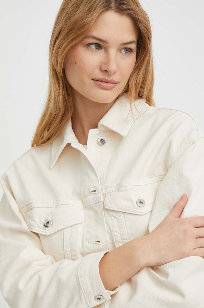 United Colors of Benetton giacca di jeans beige 25Z2DN05C