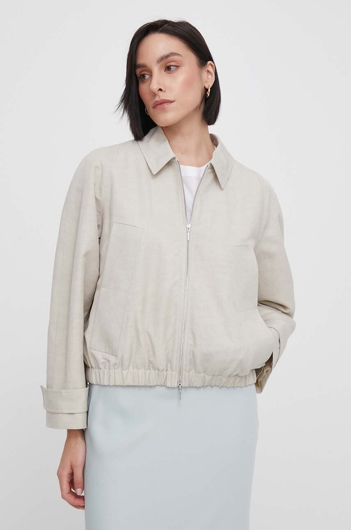 Calvin Klein kabát vászonkeverékből K20K206588 szürke SS24