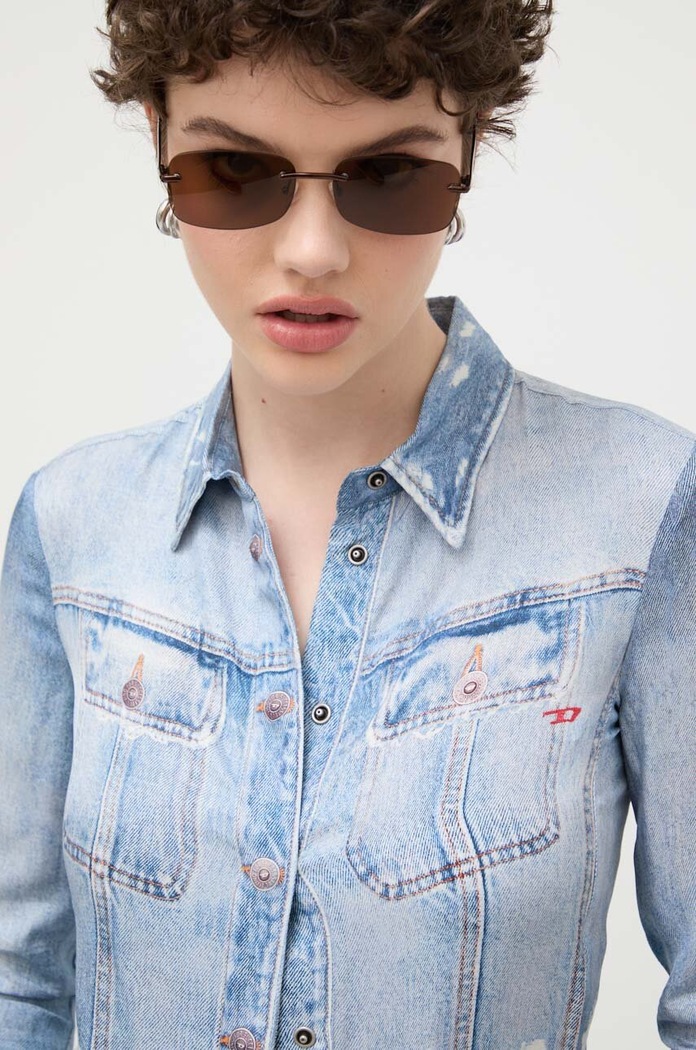 Košeľa Diesel C-LORELLE CAMICIA modrá A12869.0LJAX