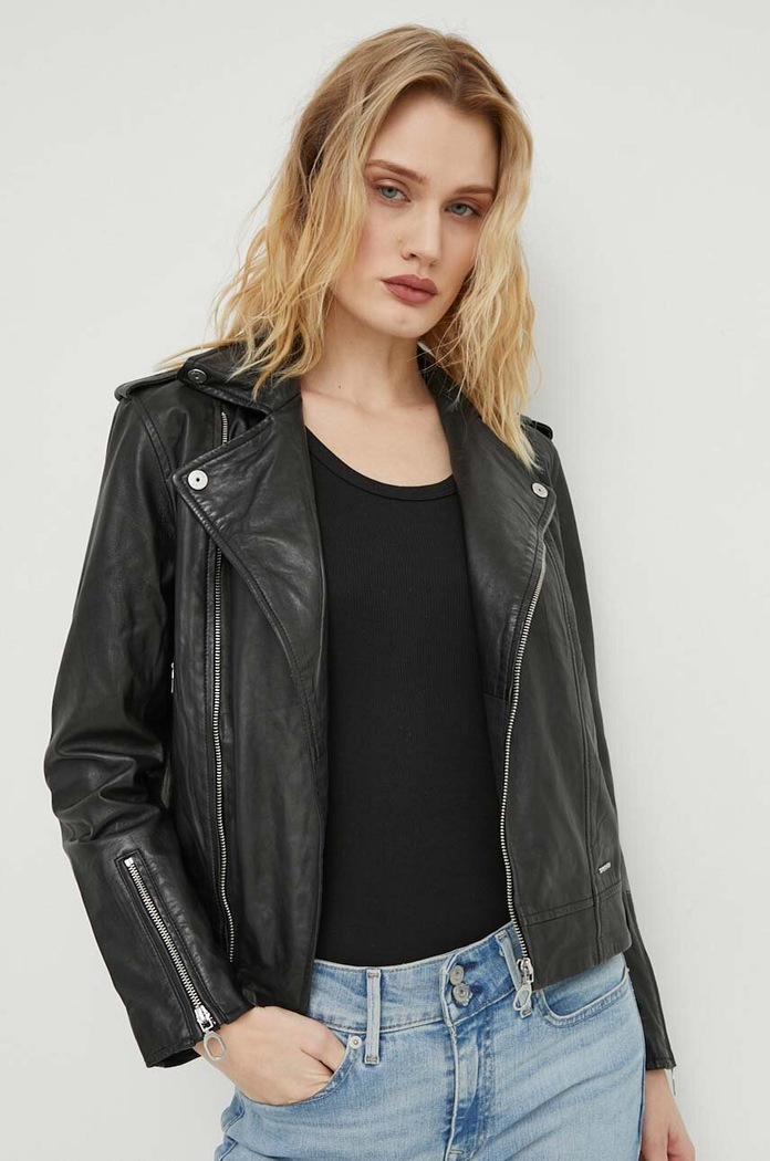 Δερμάτινο jacket G-Star λείο δέρμα μαύρο D24263.D555