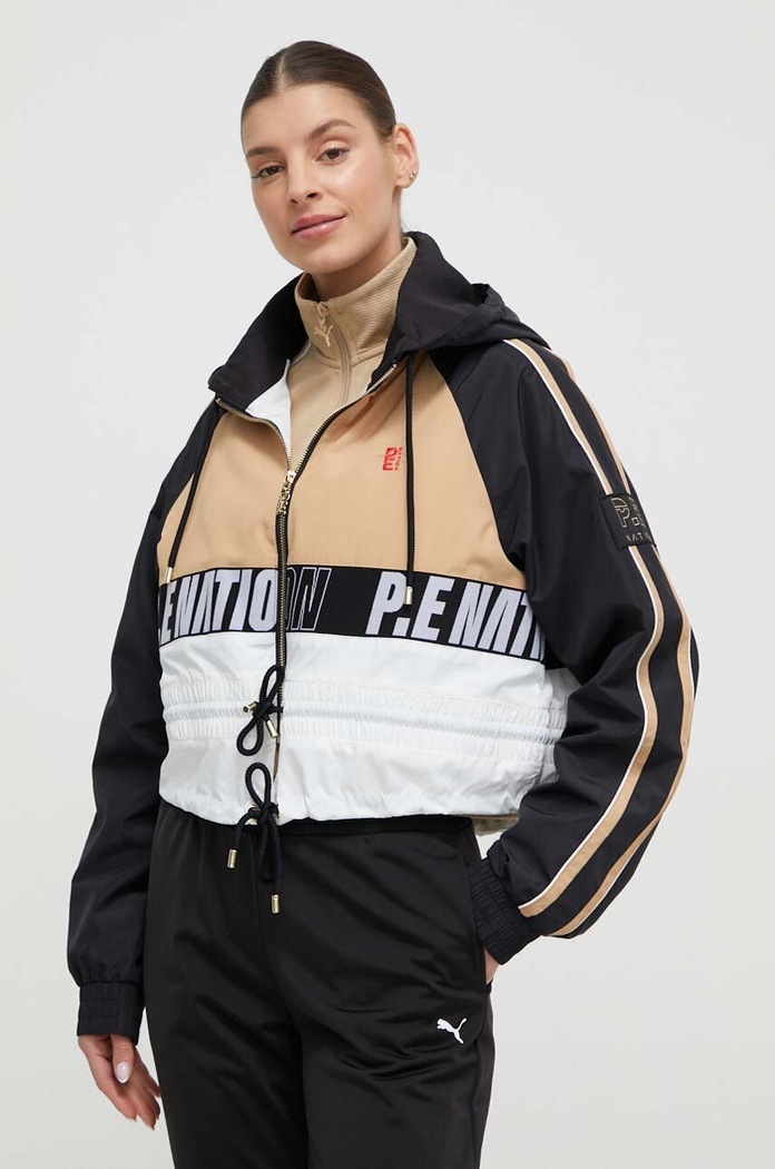 Bunda P.E Nation s kapucí béžová 241J234