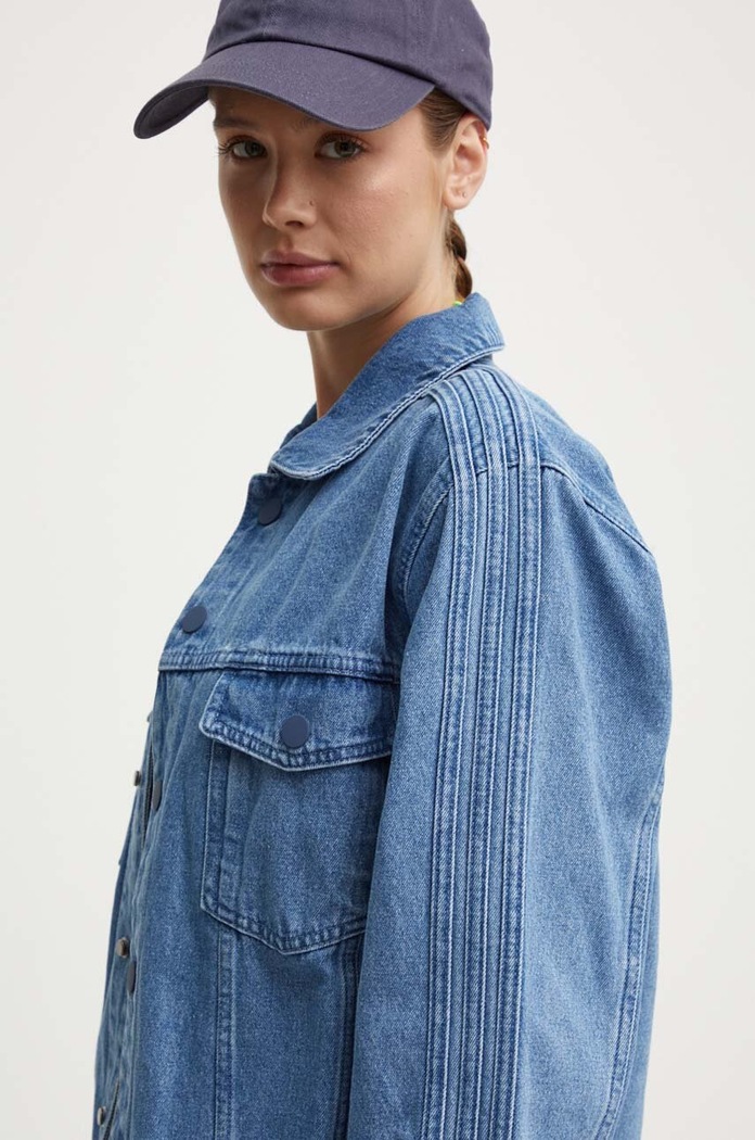 Džínová bunda adidas Originals x Ksenia Schneider riflovina modrá IS1742