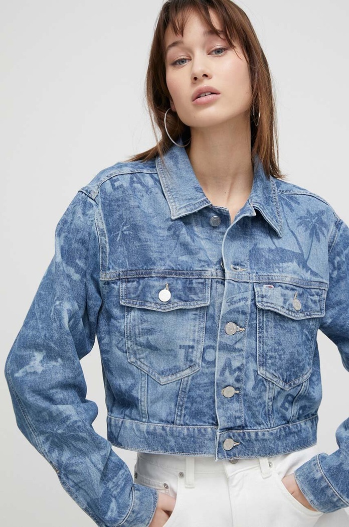 Rifľová bunda Tommy Jeans bez kapucne modrá DW0DW17664