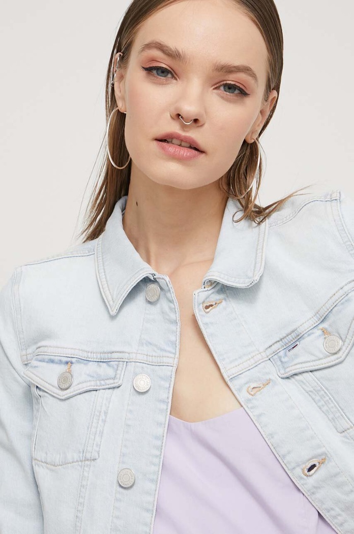 Tommy Jeans geacă din denim necaptusit albastru DW0DW17659