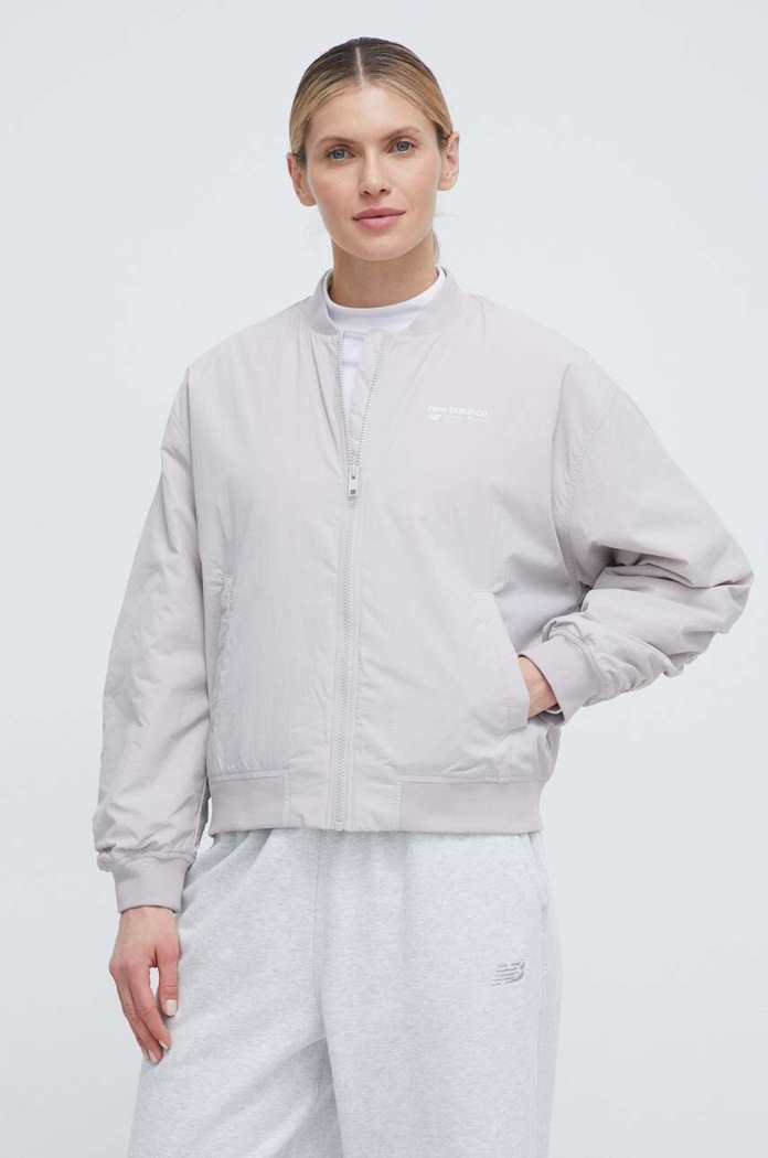 New Balance kurtka bomber WJ33507MNK bez kaptura szary WJ33507MNK