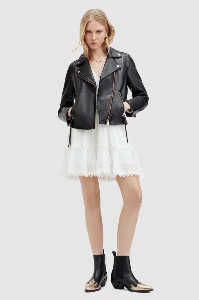 AllSaints bőrdzseki DALBY WL196Z fekete