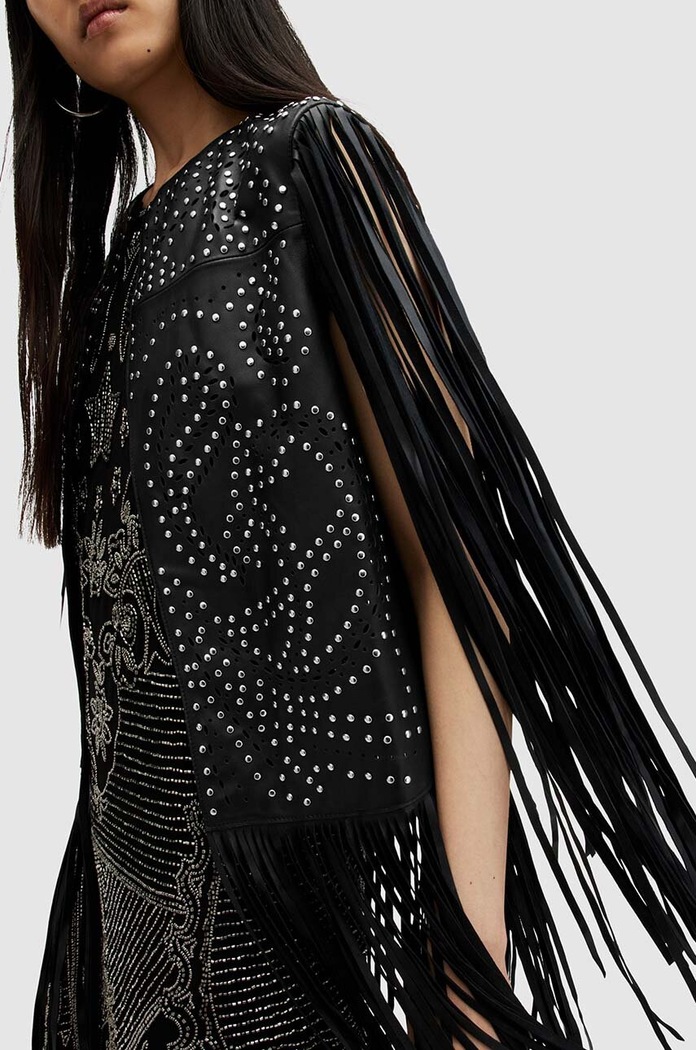 Kožená vesta AllSaints ELIAS GILET W040LA černá SS24