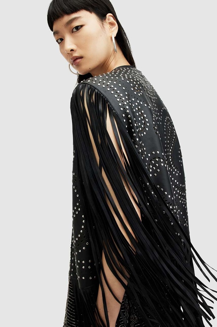 Kožená vesta AllSaints ELIAS GILET W040LA černá