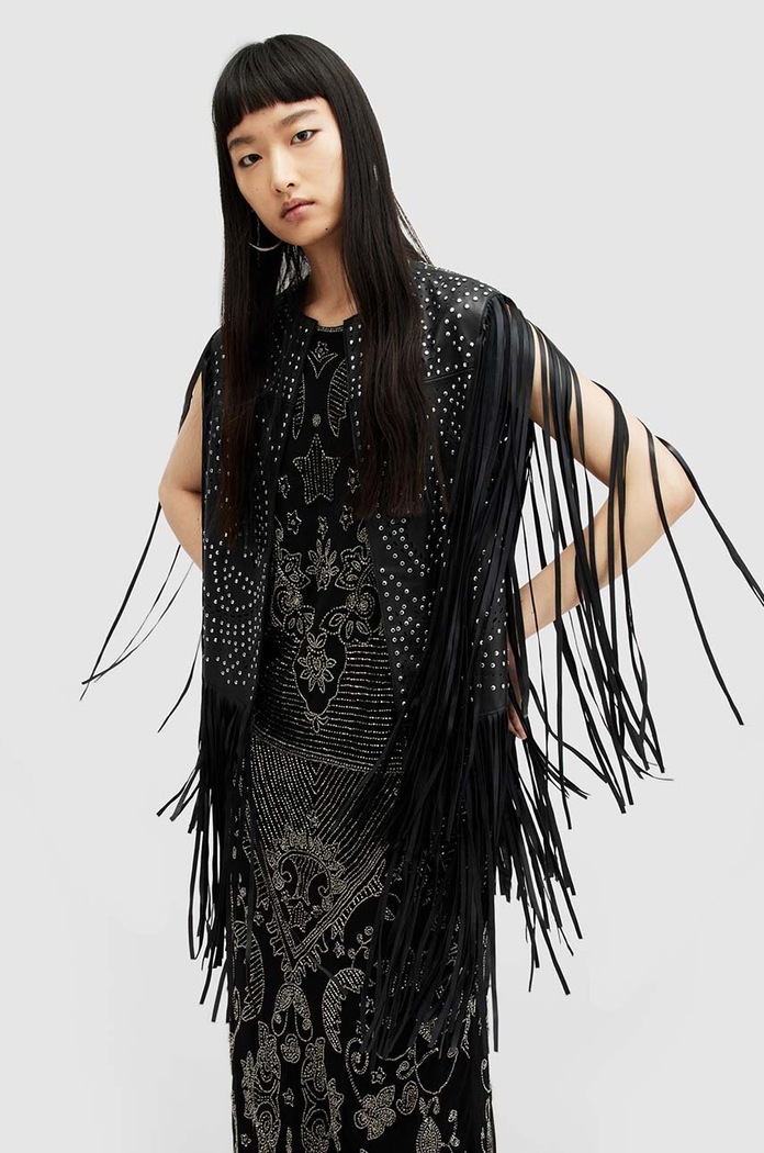 Kožená vesta AllSaints ELIAS GILET W040LA