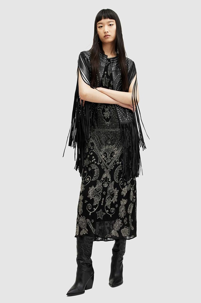 Kožená vesta AllSaints ELIAS GILET W040LA