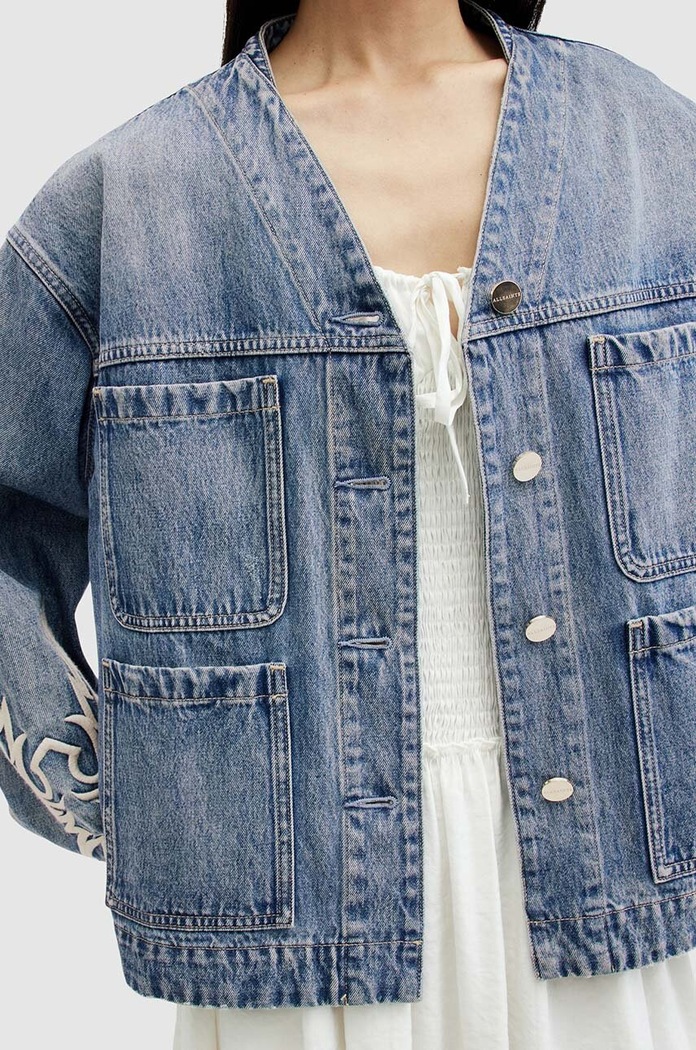 AllSaints geacă din denim TERRI WORKWEAR JACKE WO549Z albastru SS24