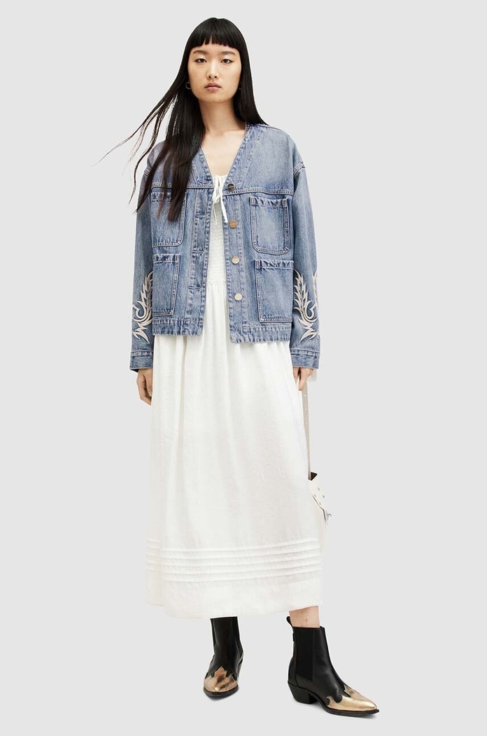 AllSaints geacă din denim TERRI WORKWEAR JACKE WO549Z albastru