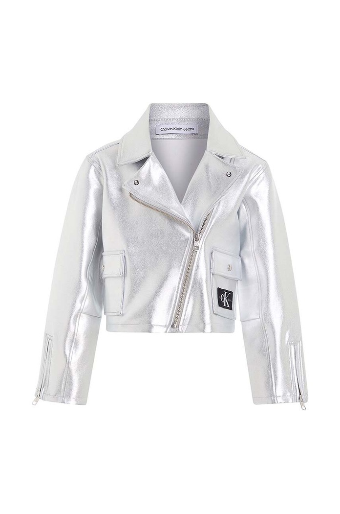 Dětská bunda Calvin Klein Jeans IG0IG02307.128.176.PPYH stříbrná SS24