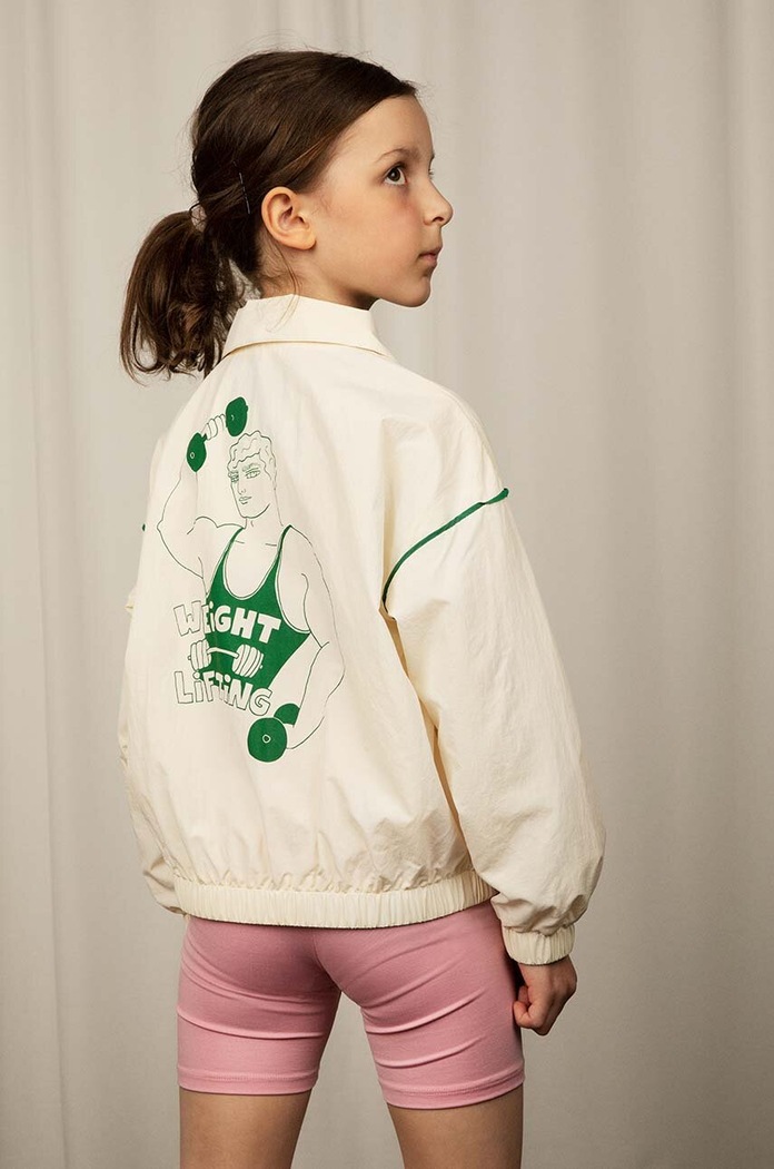 Detská bunda bomber Mini Rodini Weight lifting bomber biela 2421010311