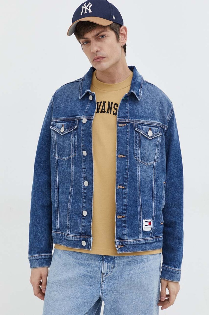 Tommy Jeans kurtka jeansowa bez kaptura niebieski DM0DM18242