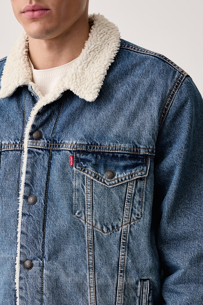 Krótka kurtka męska sztruksowa TYPE 3 SHERPA Levi's 16365 niebieski