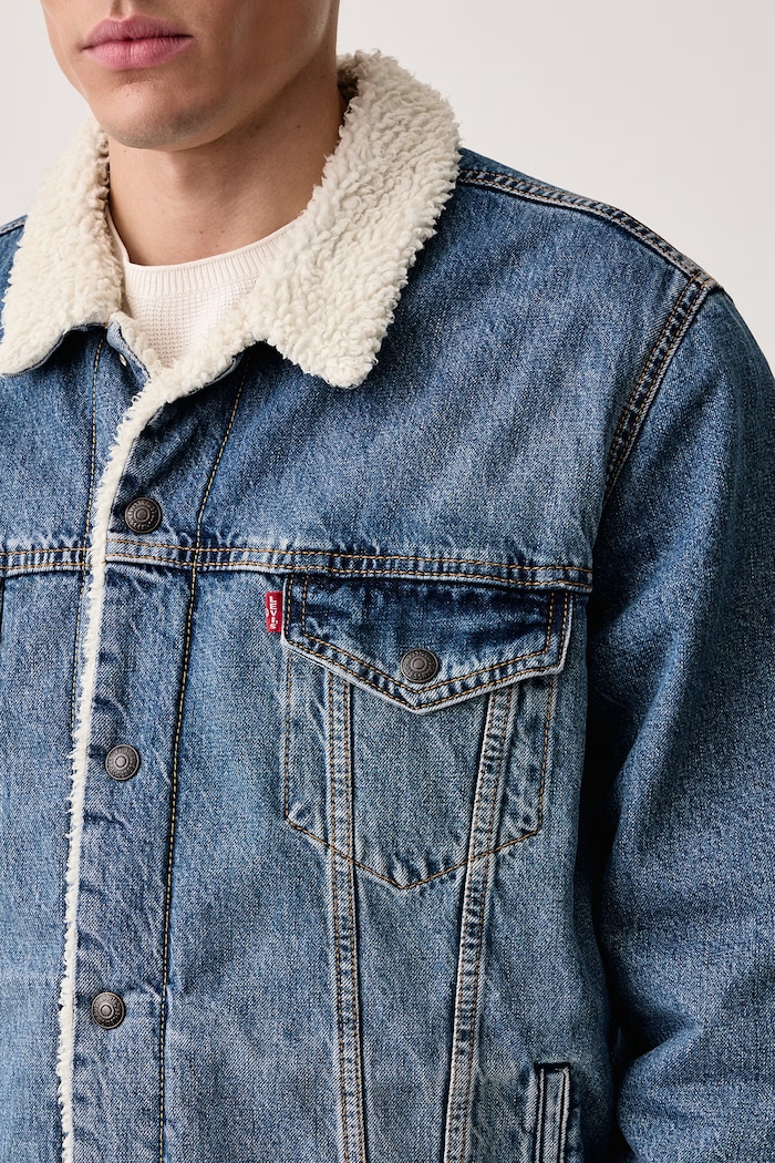 Krótka kurtka męska sztruksowa TYPE 3 SHERPA Levi's 16365 niebieski