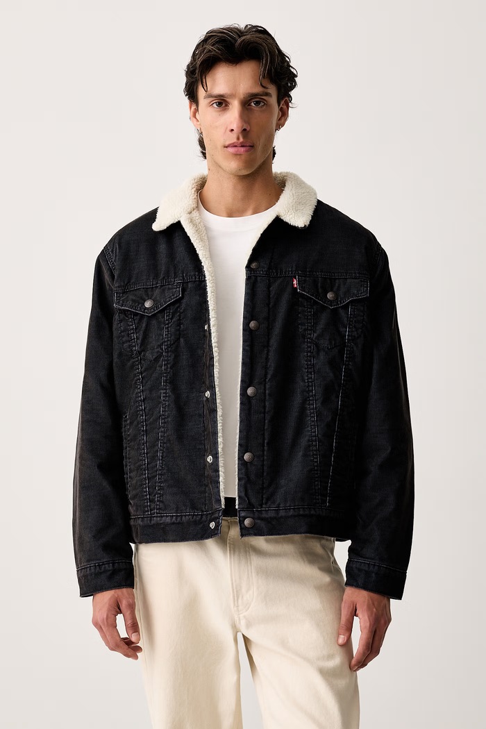 Levi's Krótka kurtka męska sztruksowa TYPE 3 SHERPA granatowy 16365