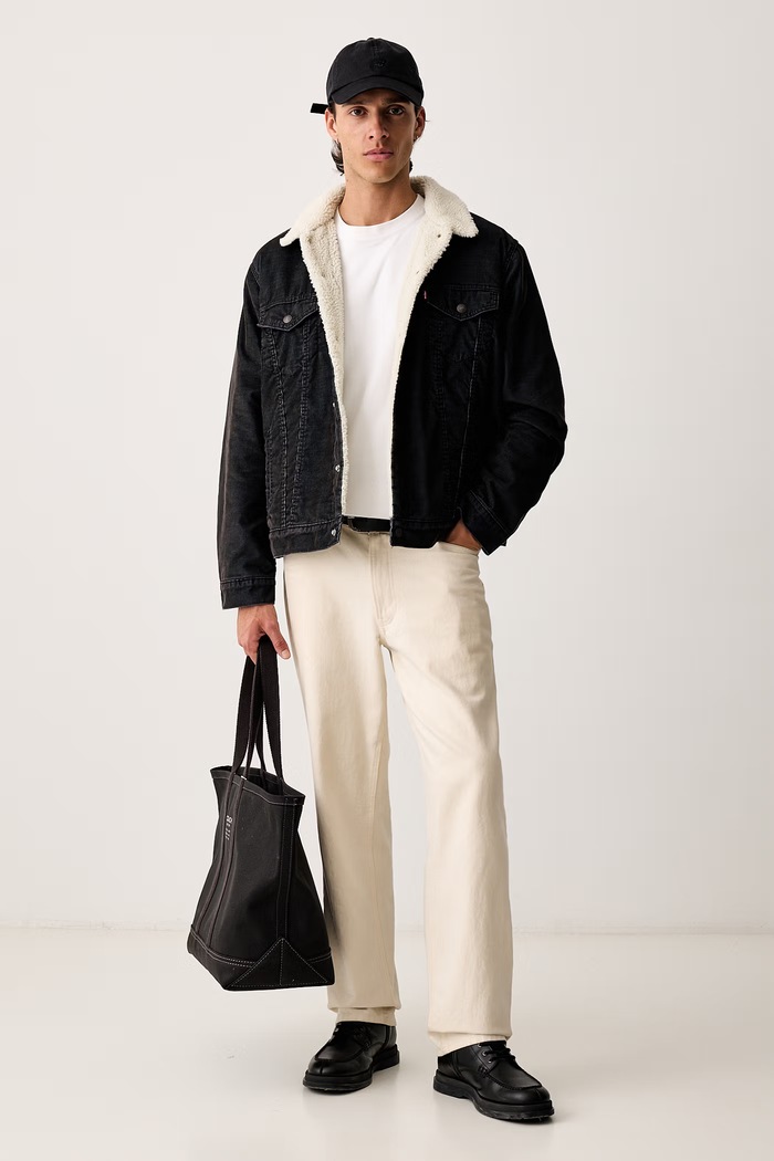 Levi's Krótka kurtka męska sztruksowa TYPE 3 SHERPA 16365 granatowy AW25