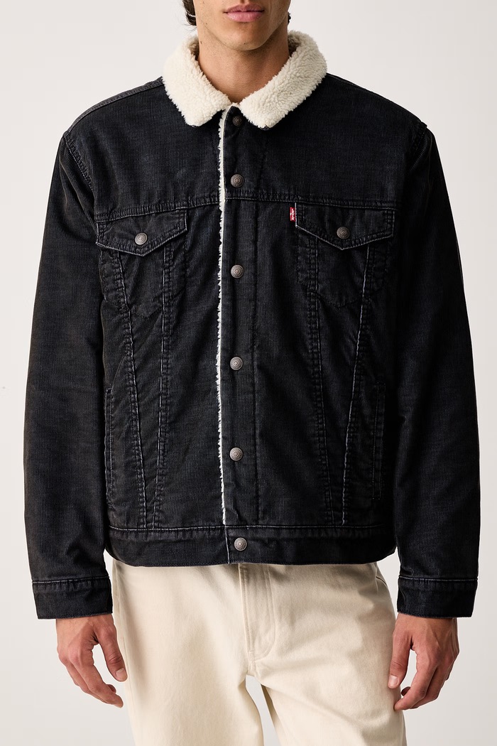 Krótka kurtka męska sztruksowa TYPE 3 SHERPA Levi's 16365 granatowy