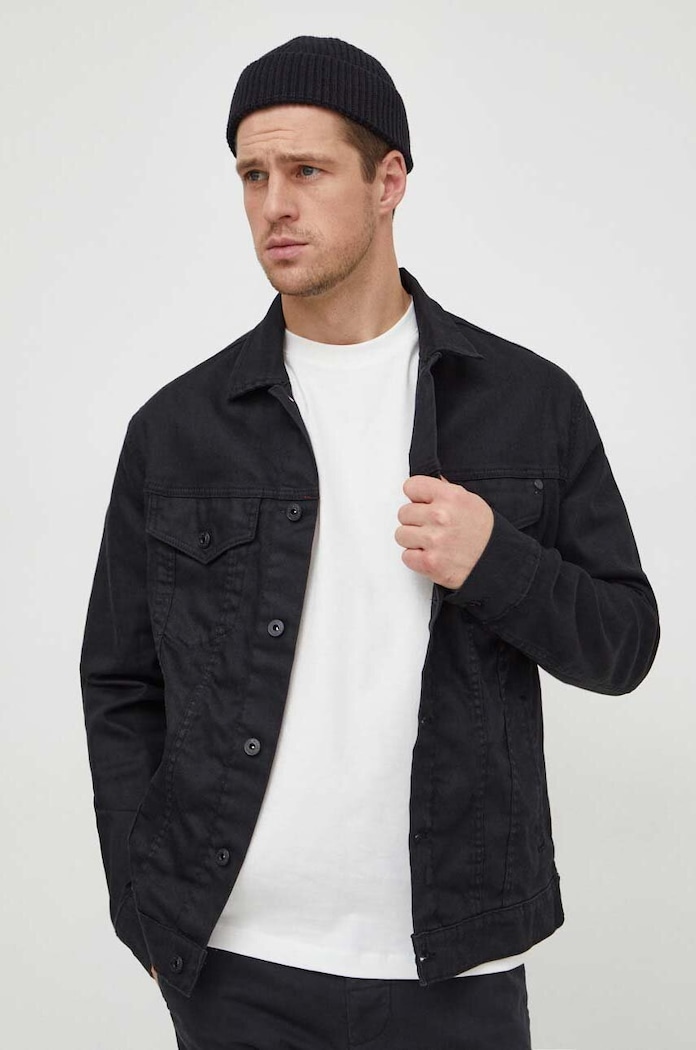 Pepe Jeans kurtka jeansowa PINNERS COATED bez kaptura czarny PM402885