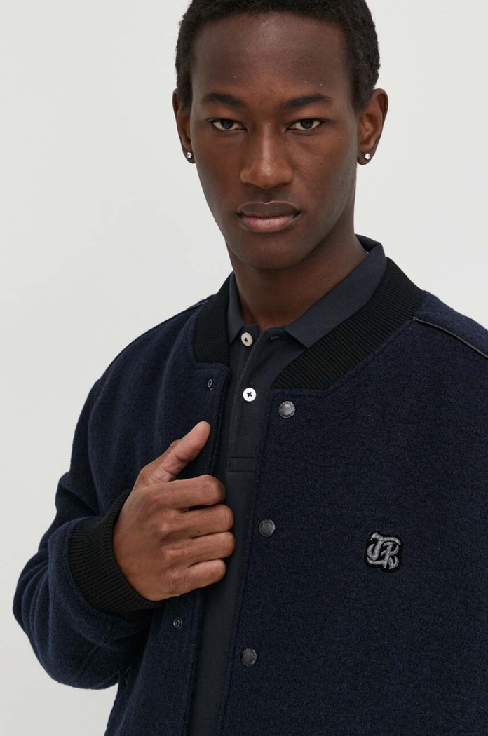 Μάλλινο μπουφάν bomber The Kooples σκούρο μπλε HBLO28006K