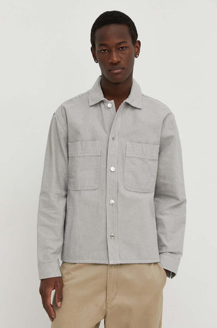 Τζιν μπουφάν Abercrombie & Fitch χωρίς κουκούλα γκρί KI125.4037.304