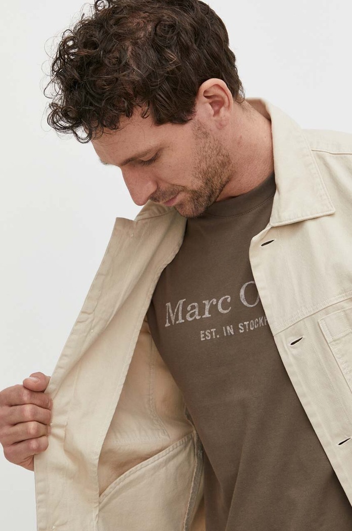Marc O'Polo kurtka jeansowa z domieszką lnu 423021374078 beżowy