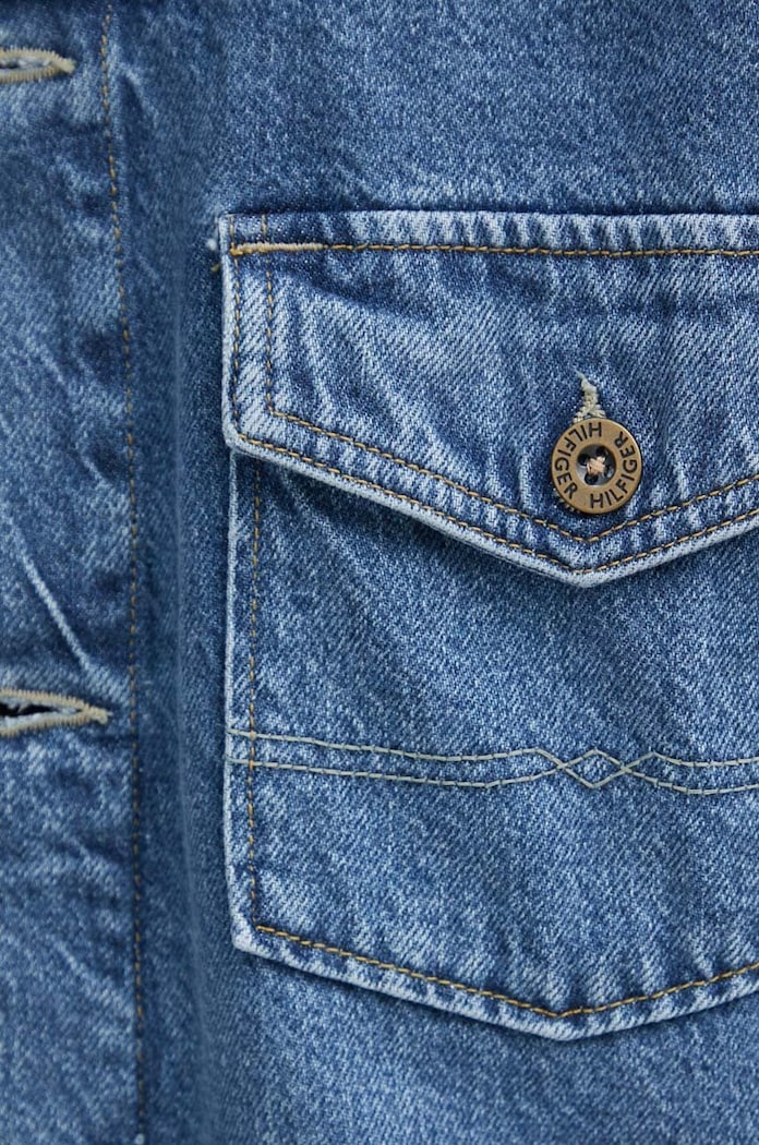 Tommy Hilfiger geacă din denim MW0MW34523 albastru