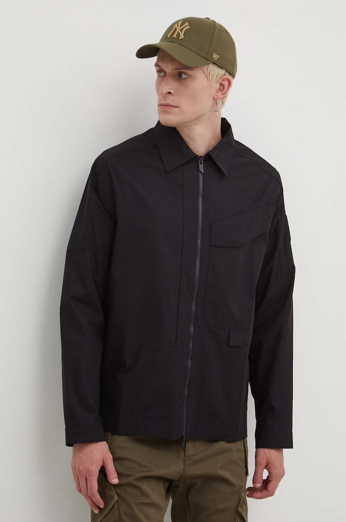 Pamučna jakna A-COLD-WALL* Zip Overshirt za prijelazno razdoblje crna ACWMSH138A