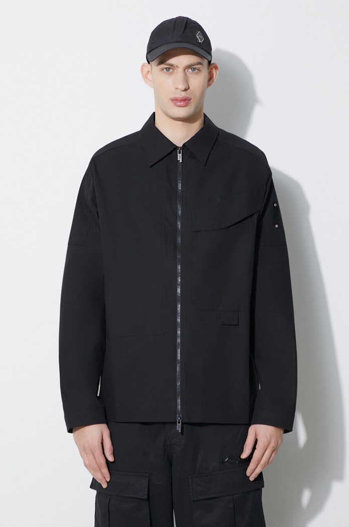 Βαμβακερό σακάκι A-COLD-WALL* Zip Overshirt χωρίς μόνωση μαύρο ACWMSH138A
