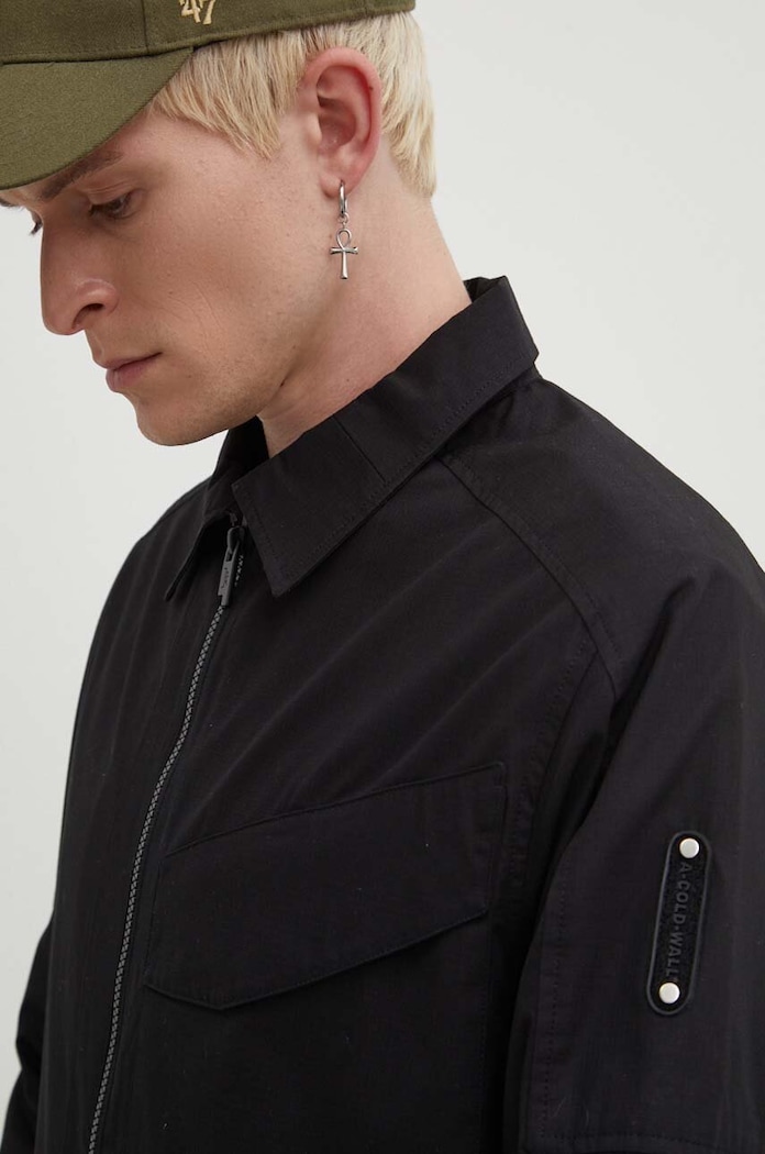 Pamučna jakna A-COLD-WALL* Zip Overshirt crna ACWMSH138A