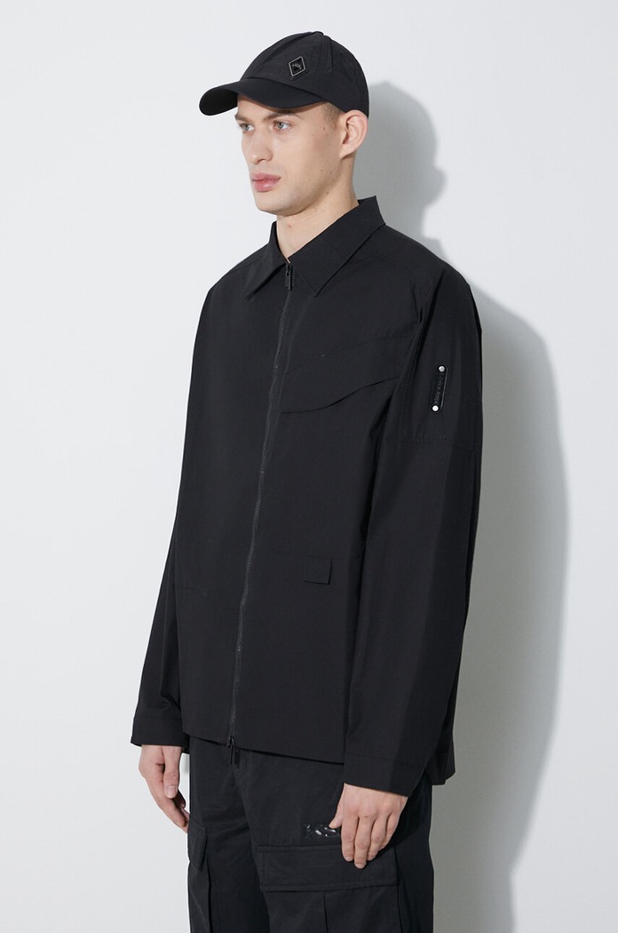 Βαμβακερό σακάκι A-COLD-WALL* Zip Overshirt μαύρο ACWMSH138A