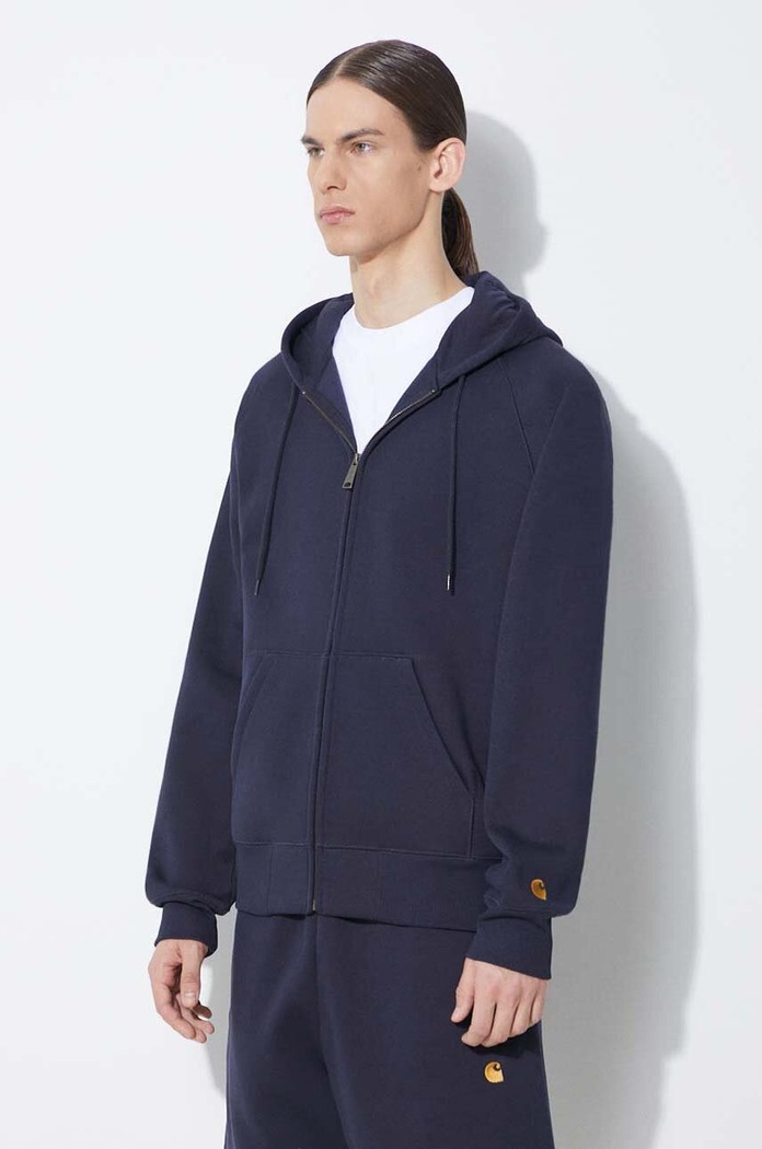 Dukserica Carhartt WIP Hooded Chase Jacket bez uzorka mornarsko plava I033664.00HXX