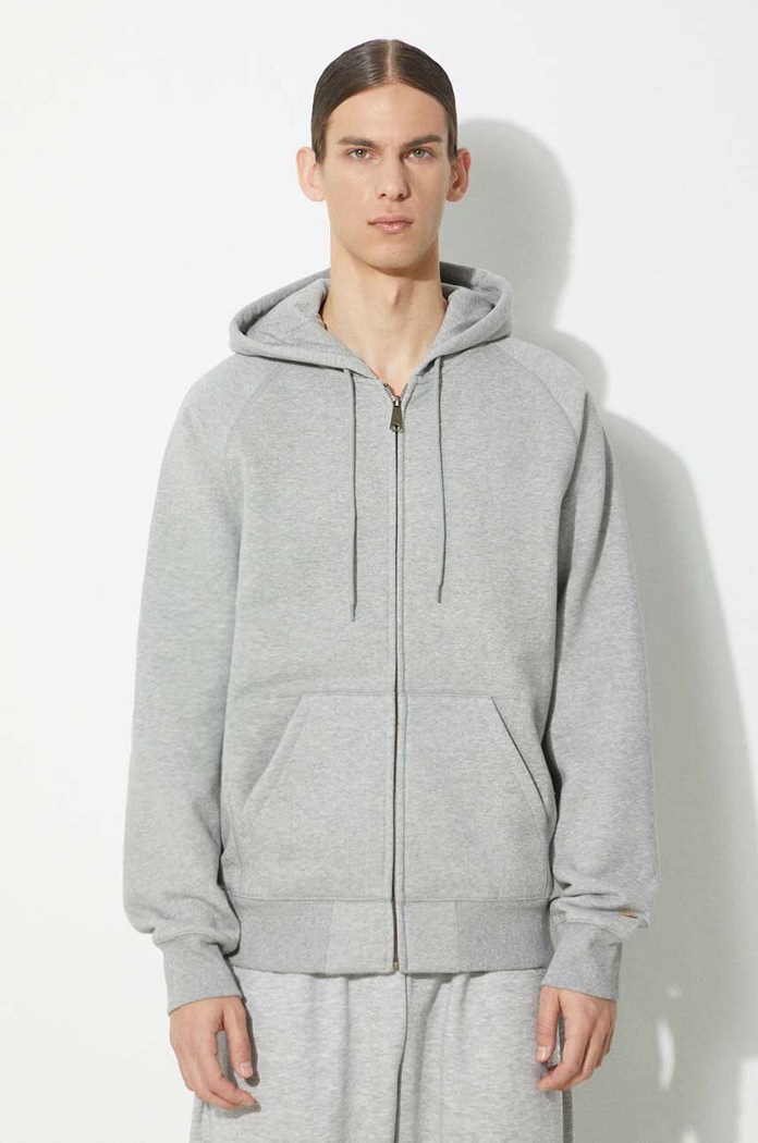 Mikina Carhartt WIP Hooded Chase Jacket jednofarebný sivá I033664.00MXX