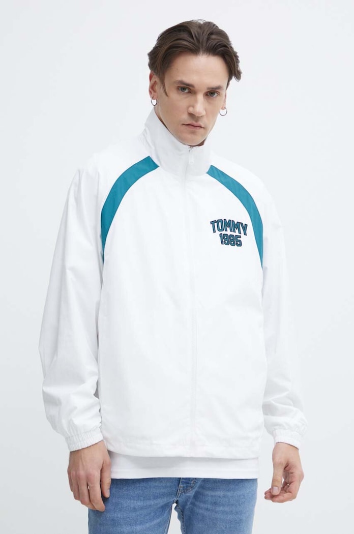 Яке Tommy Jeans уголемена бял DM0DM18699