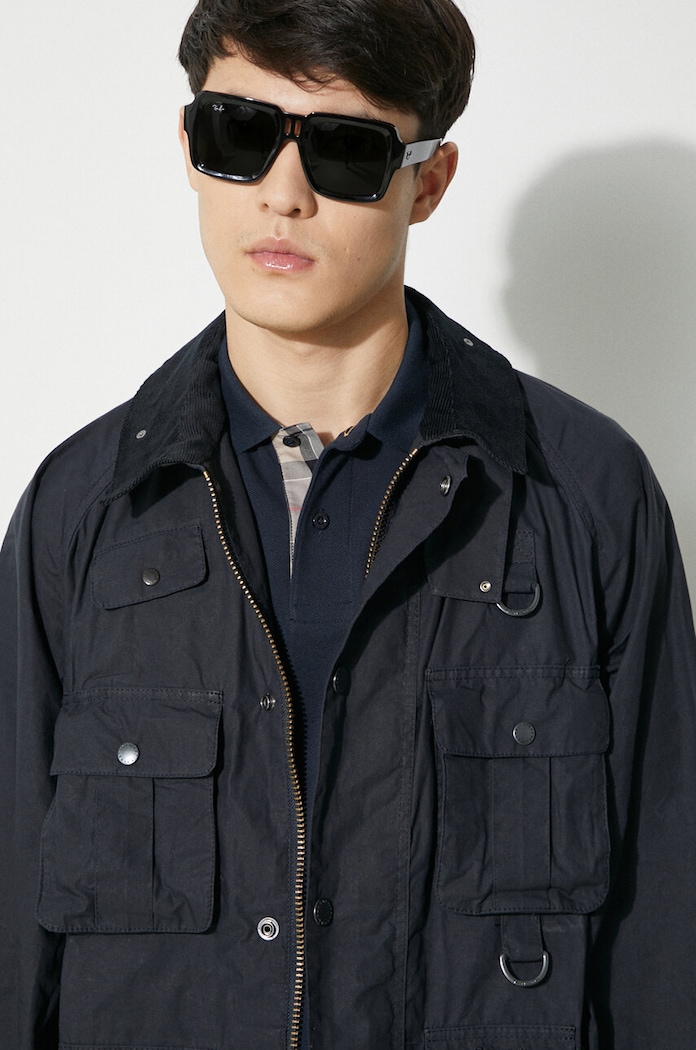 Bavlněná bunda Barbour Modified Transport Casual MCA0966 námořnická modř
