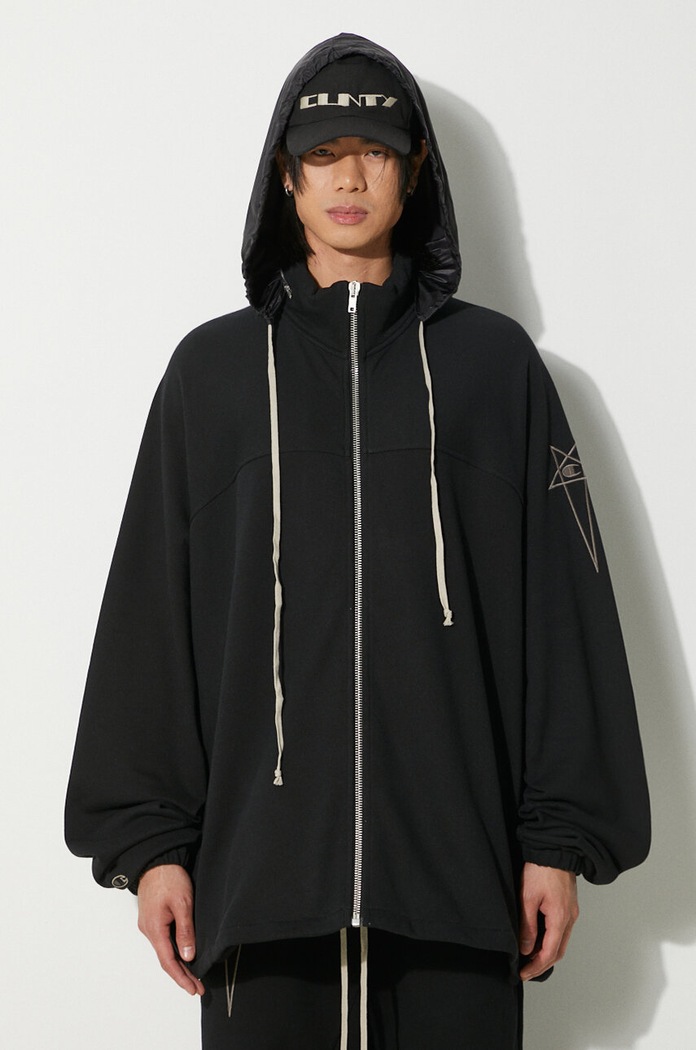 Rick Owens cotton sweatshirt x Champion Jumbo Windbreaker cotton black CM01D0467