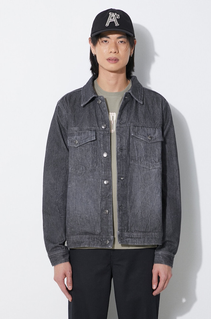Džínová bunda Wood Wood Ivan Denim černá 12315107.7051